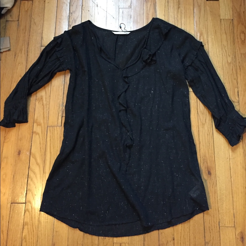 Zara Sparkle Dress With Ruffle Front
